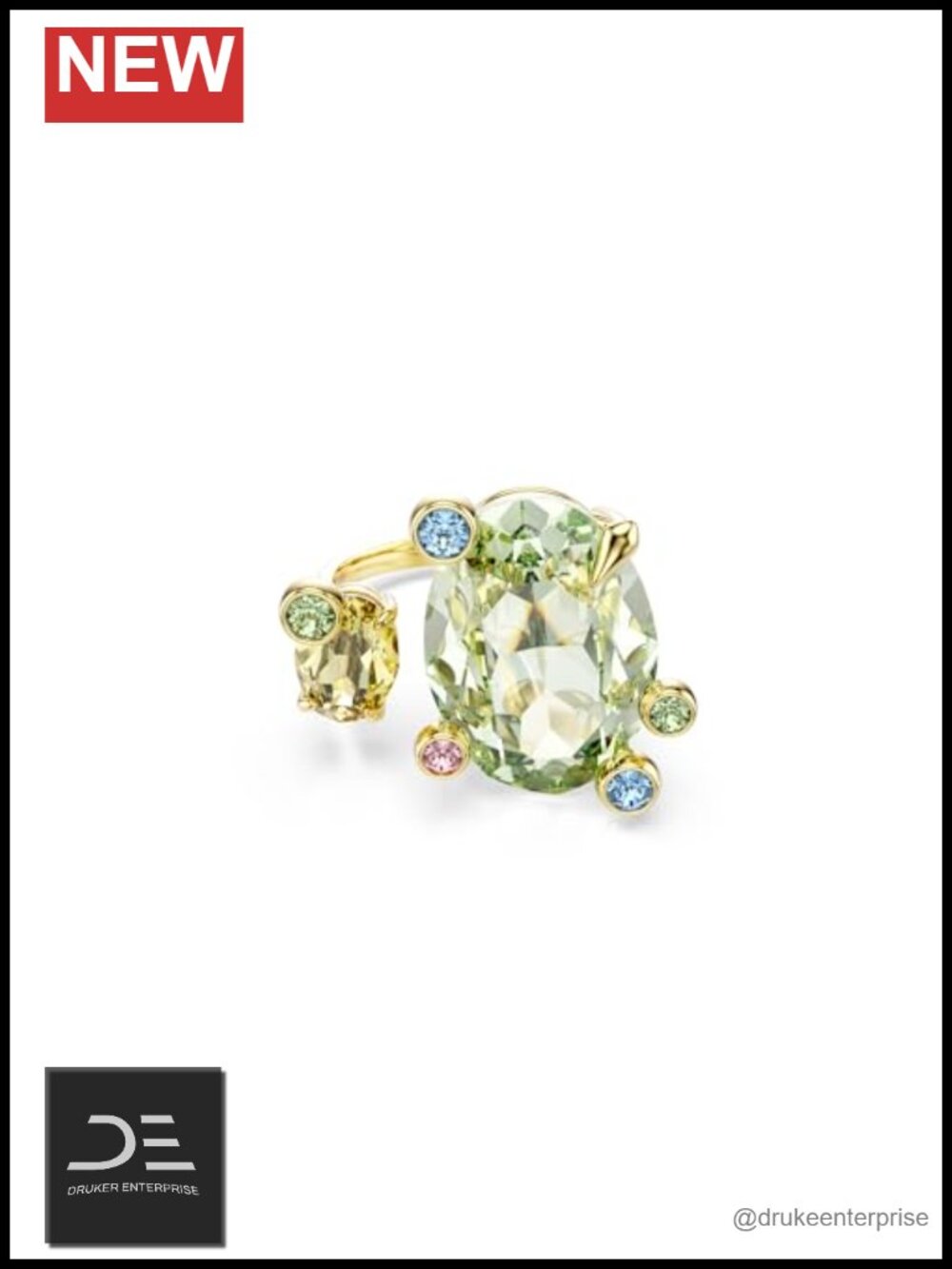 Crystal Statement Ring Gold-Tone Finish Size 6.75